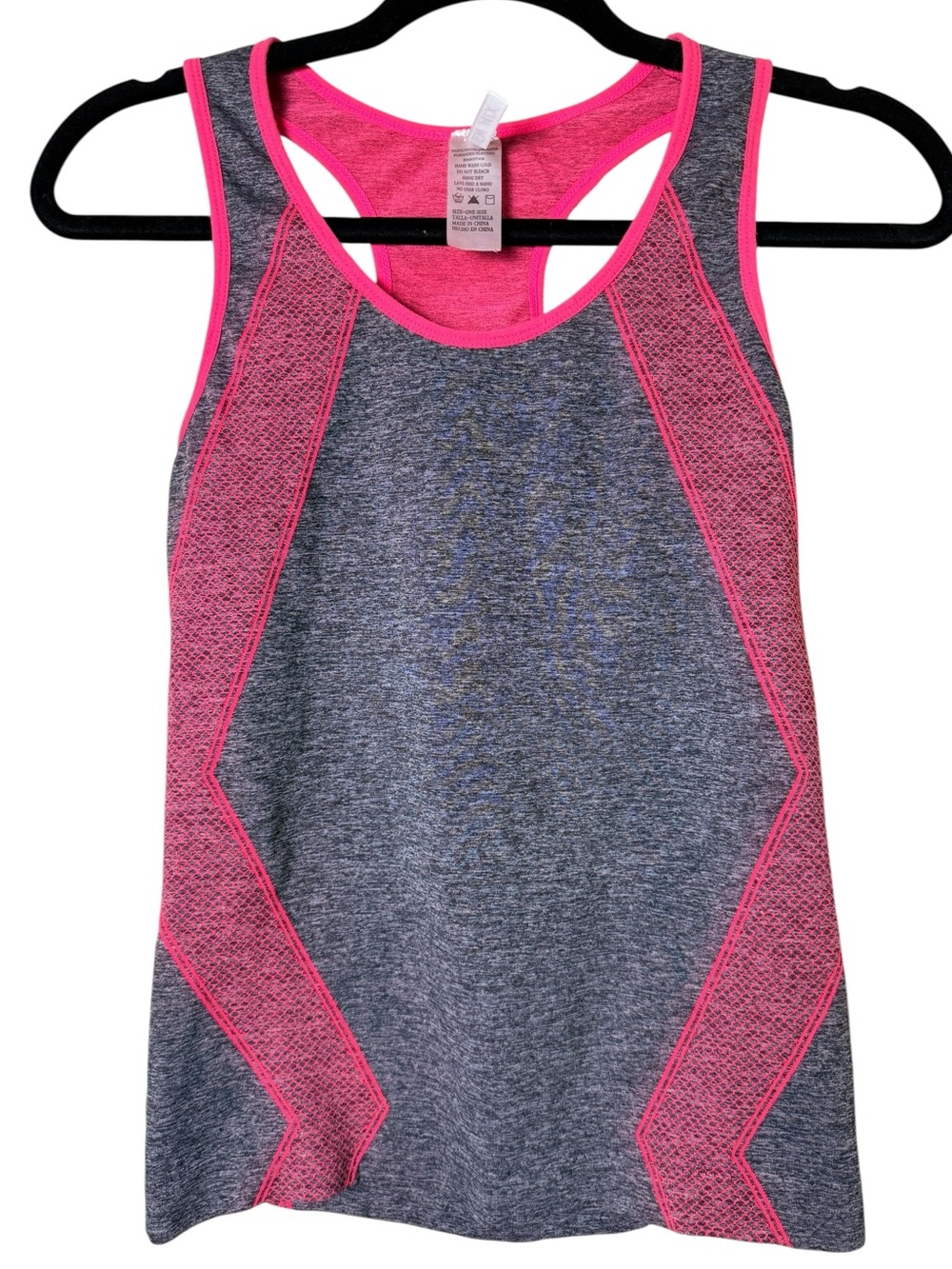 New Mix ONE SIZE Gray Tank Top with Pink Mesh Accents